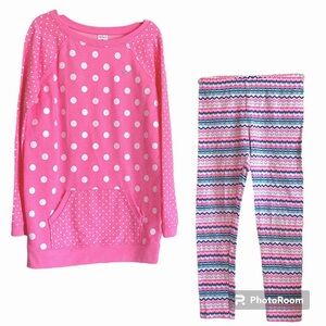 Carter’s Pullover Tunic Neon Pink Girl’s Size 7 + Leggings Size 6